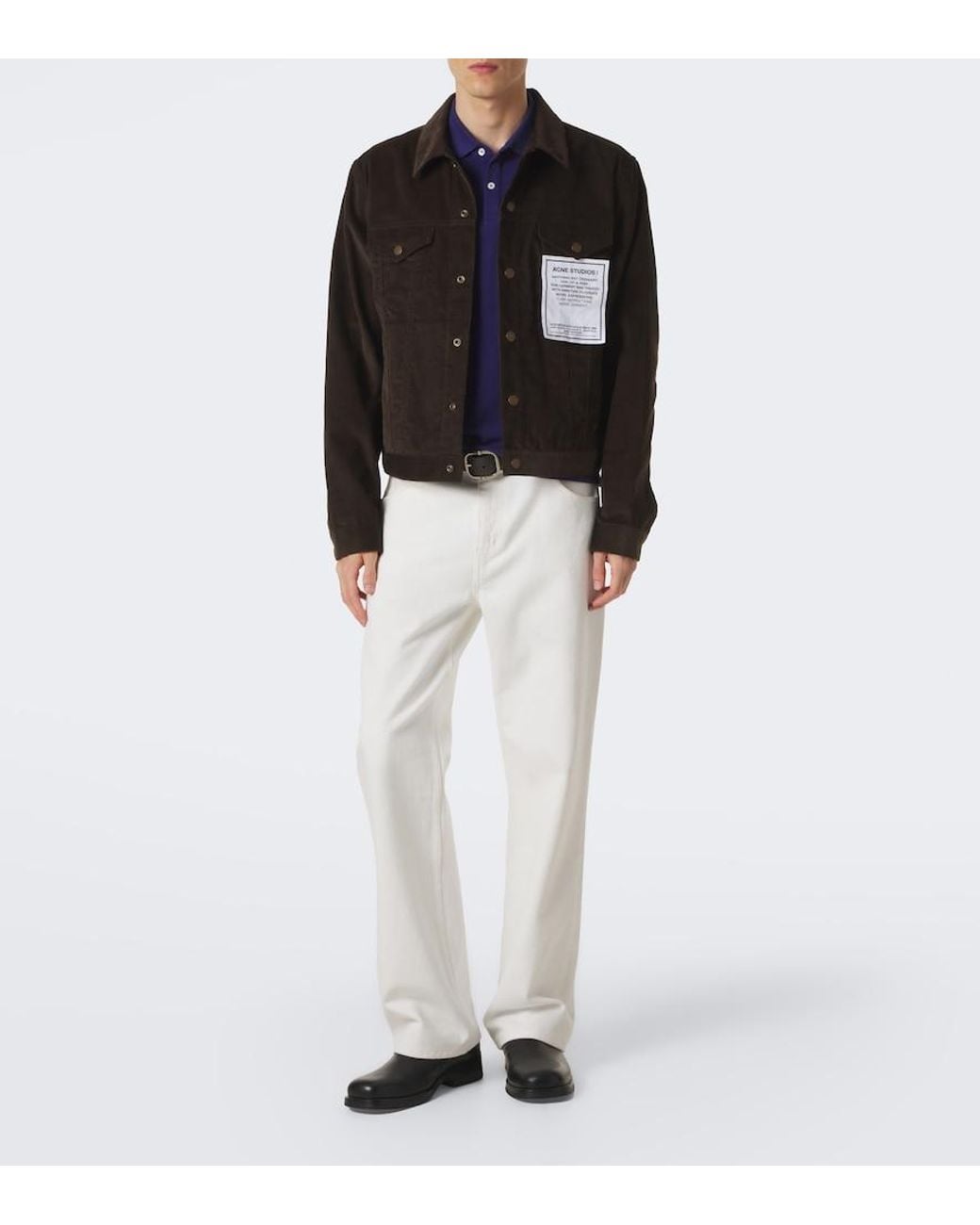 Acne Black Patch-Applique Cotton Corduroy Jacket for men