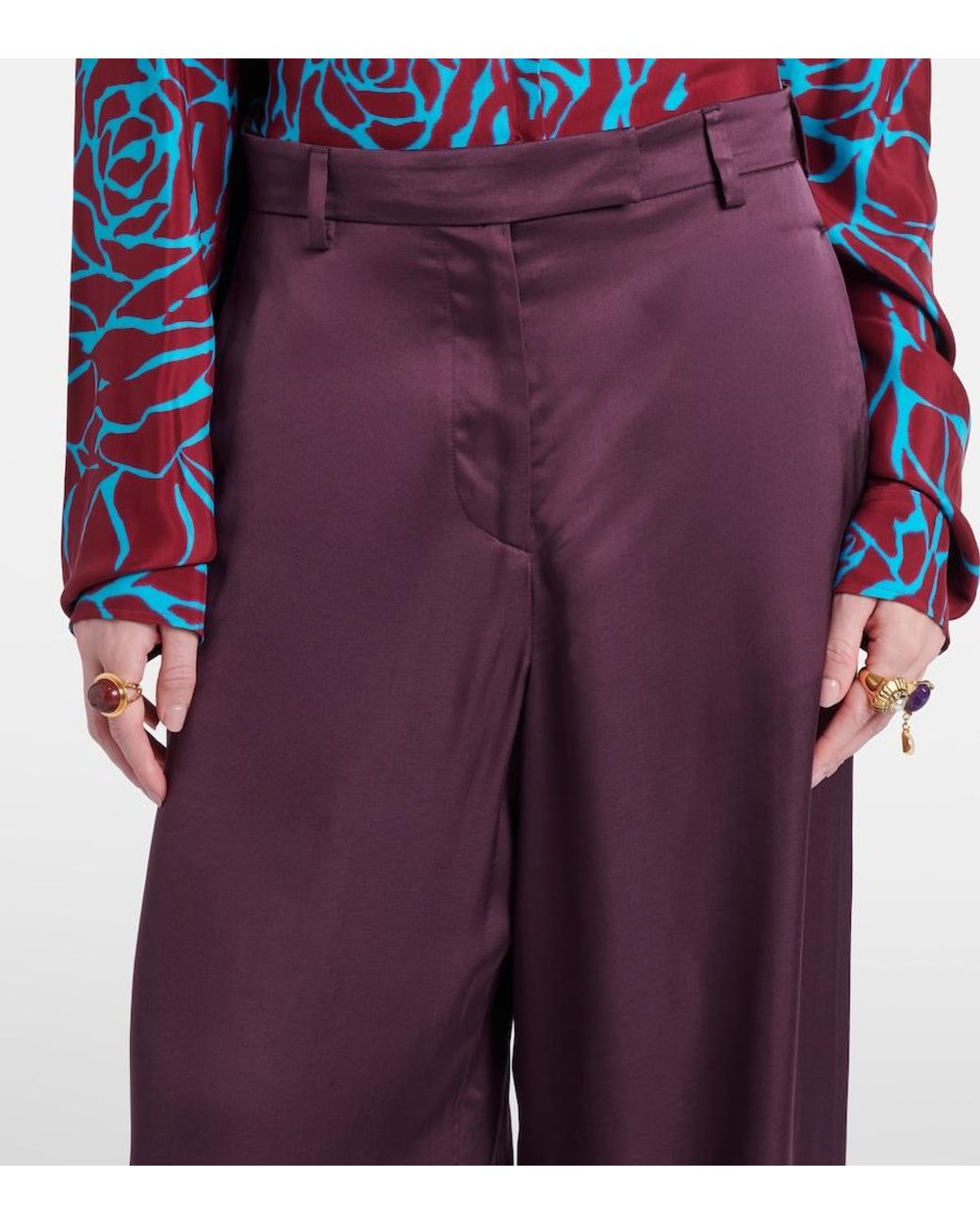 Dries Van Noten Purple Wide-Leg Pants
