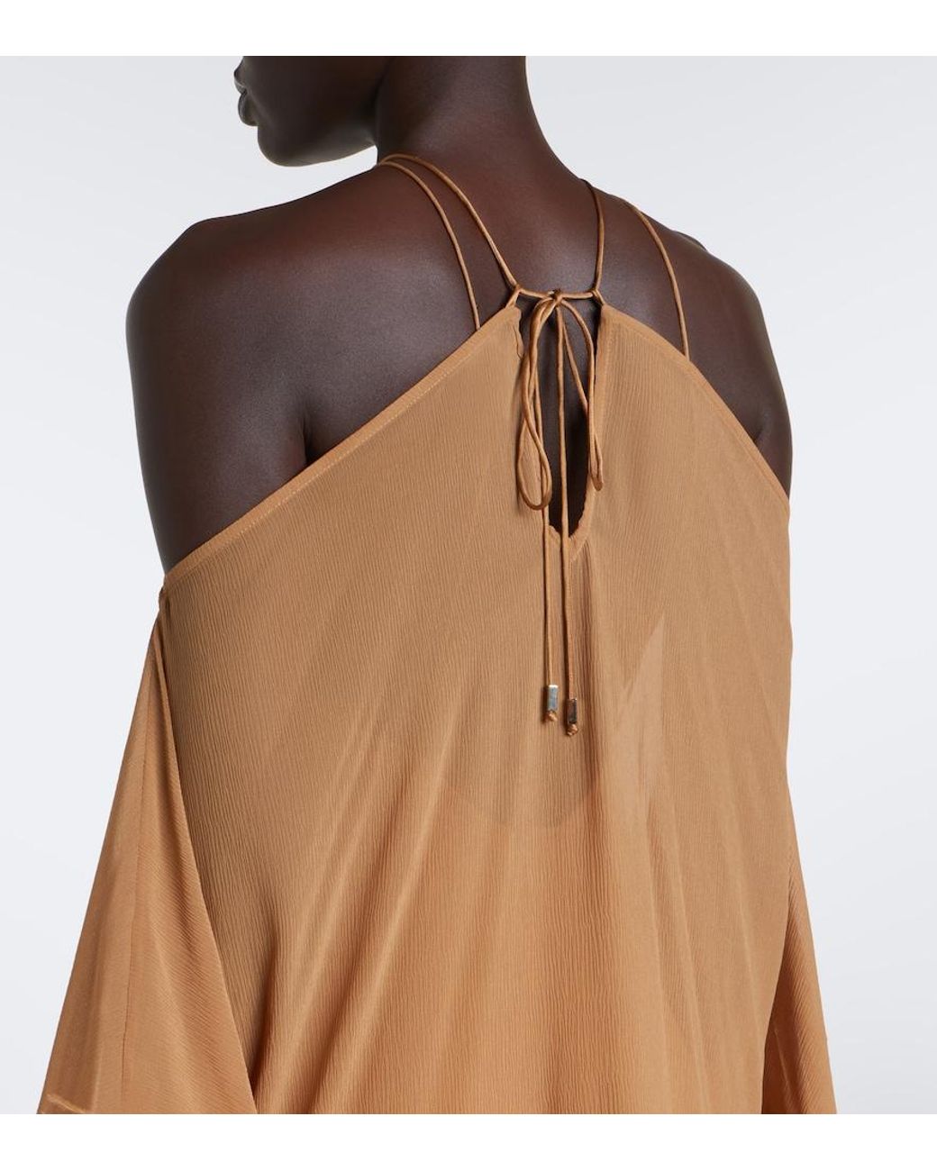 Taller Marmo Brown Sza Sza Spirito Feather-Trimmed Kaftan