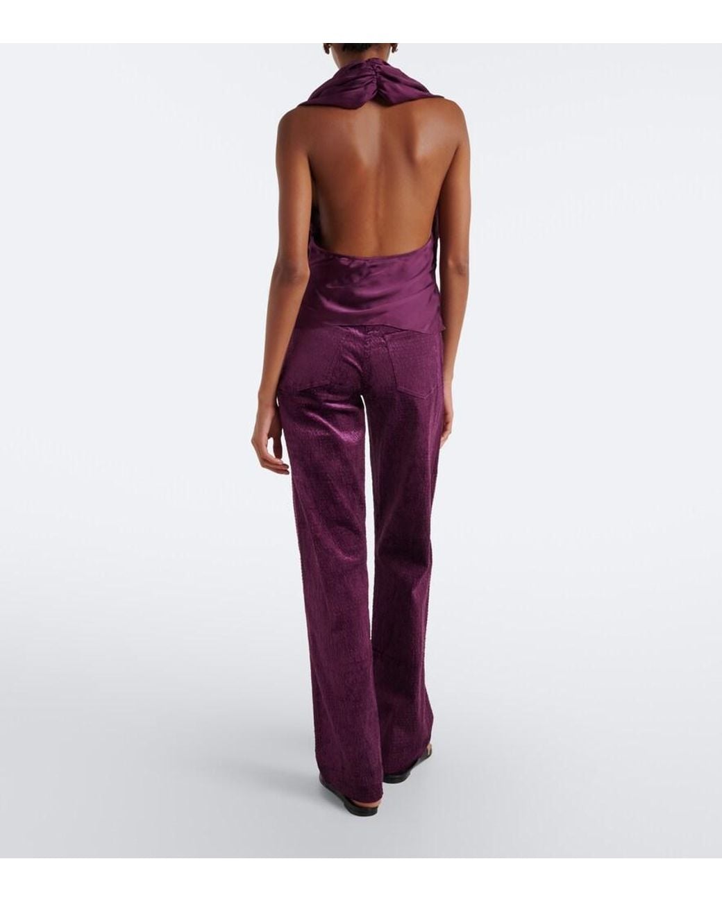 Christopher Esber Purple Ava Cotton-Blend Corduroy Straight Pants