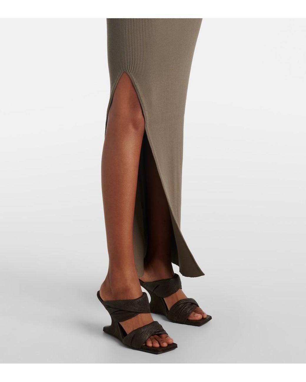 Rick Owens Brown One-Shoulder Maxi Dress