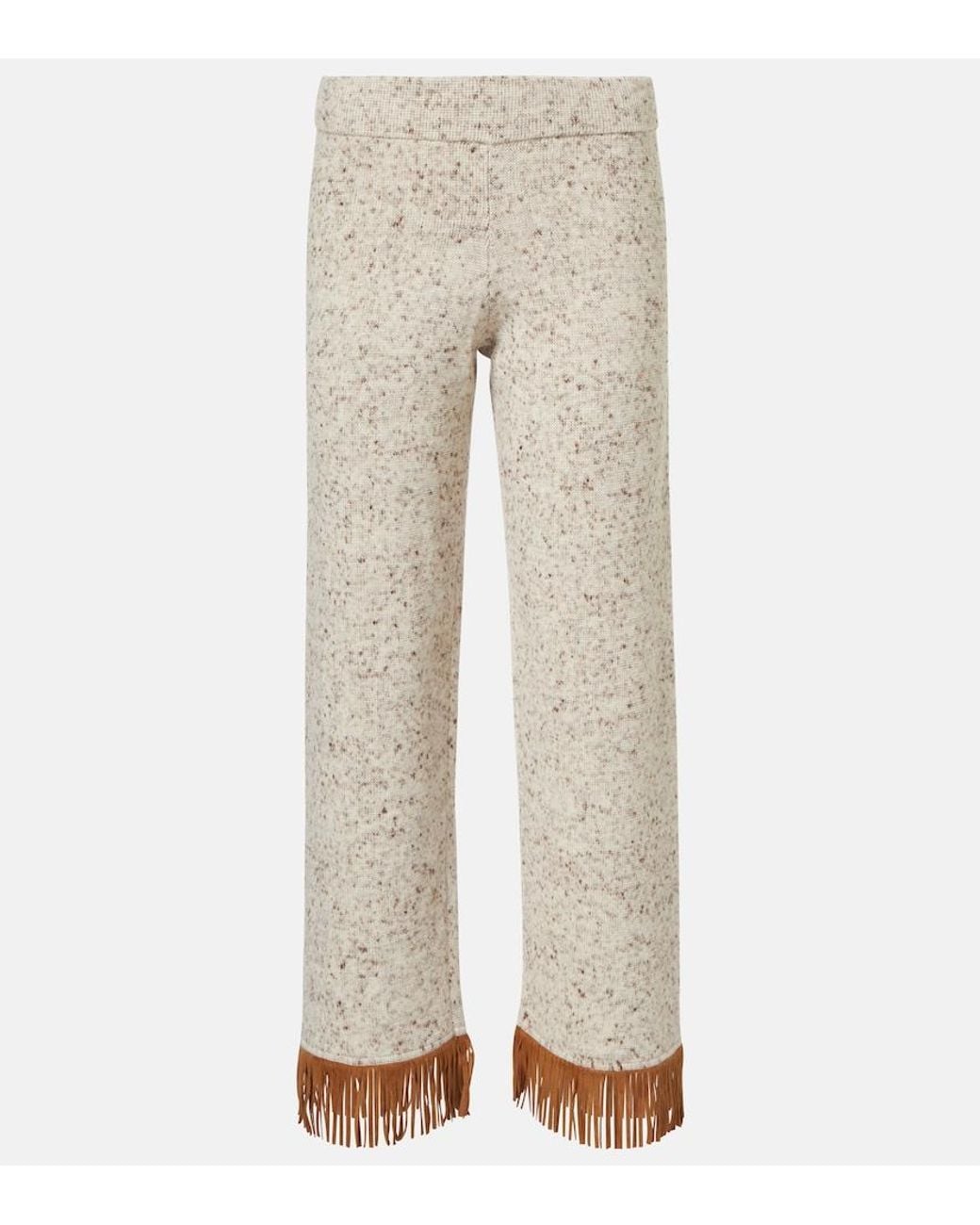 Alanui Natural Dreamscape Fringed Wool-Blend Pants