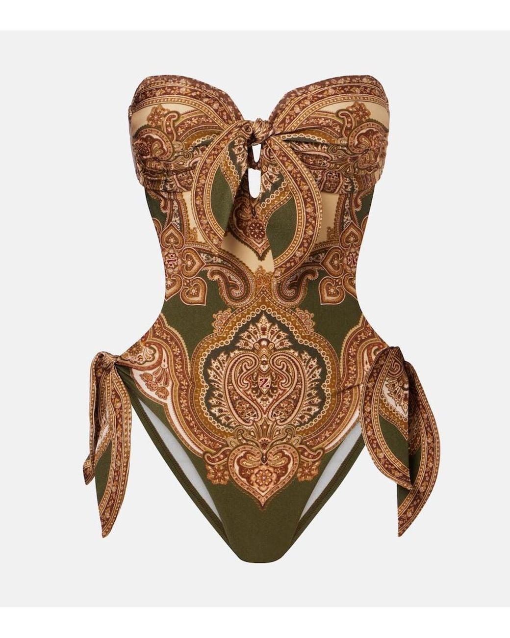 Zimmermann Brown Mahon Cutout Printed Swimsuit