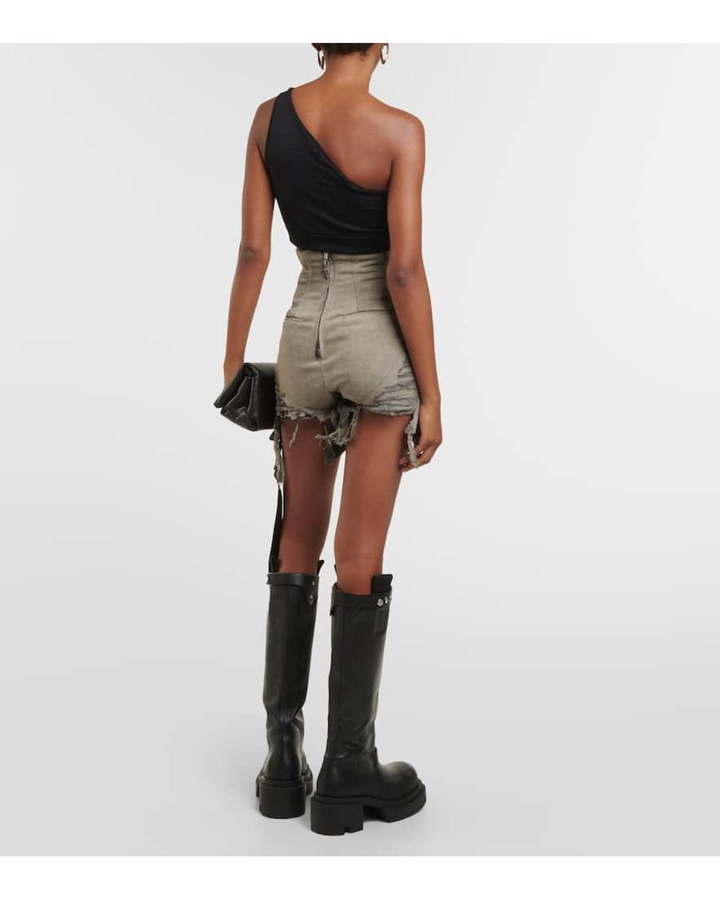 RICK OWENS 2024AW Dirt Cutofショートパンツ Gray Porterville Dirt Cutoffs Denim Shorts by Rick Owens