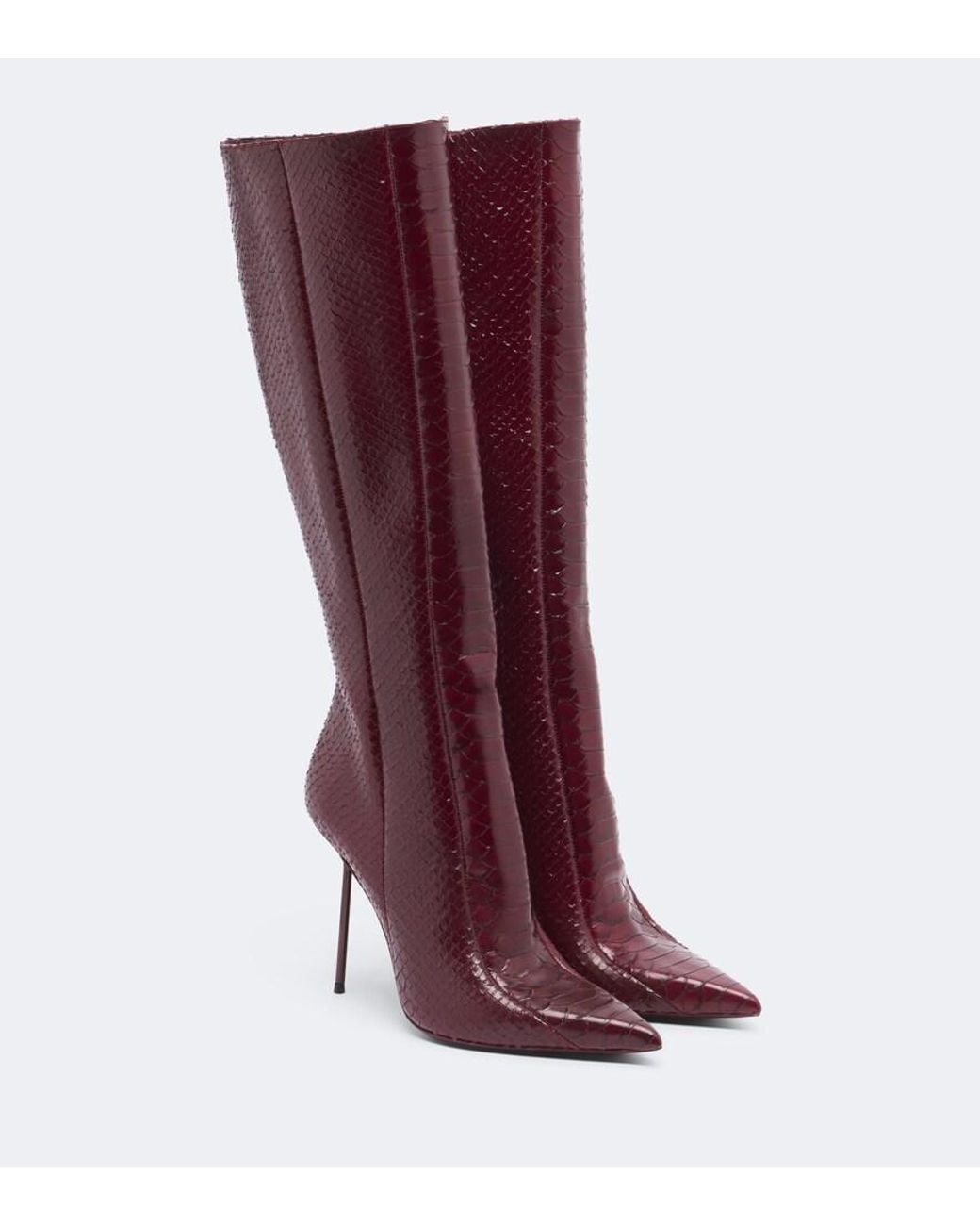 Paris Texas Red Lidia Snake-Effect Leather Knee-High Boots