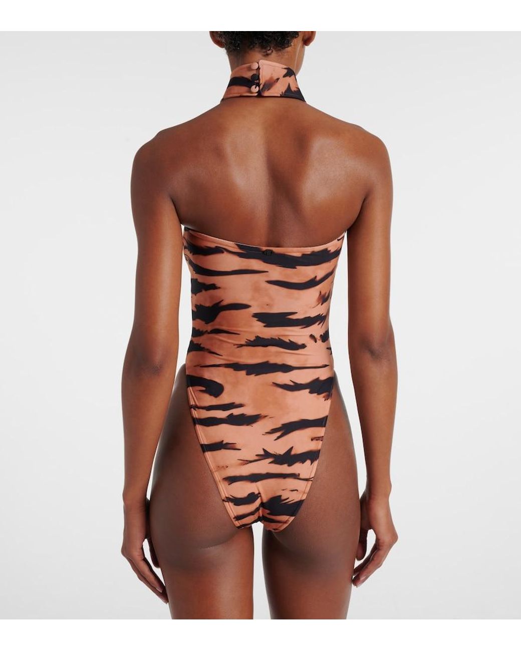 Adriana Degreas White X Sabine Getty Printed Strapless Swimsuit