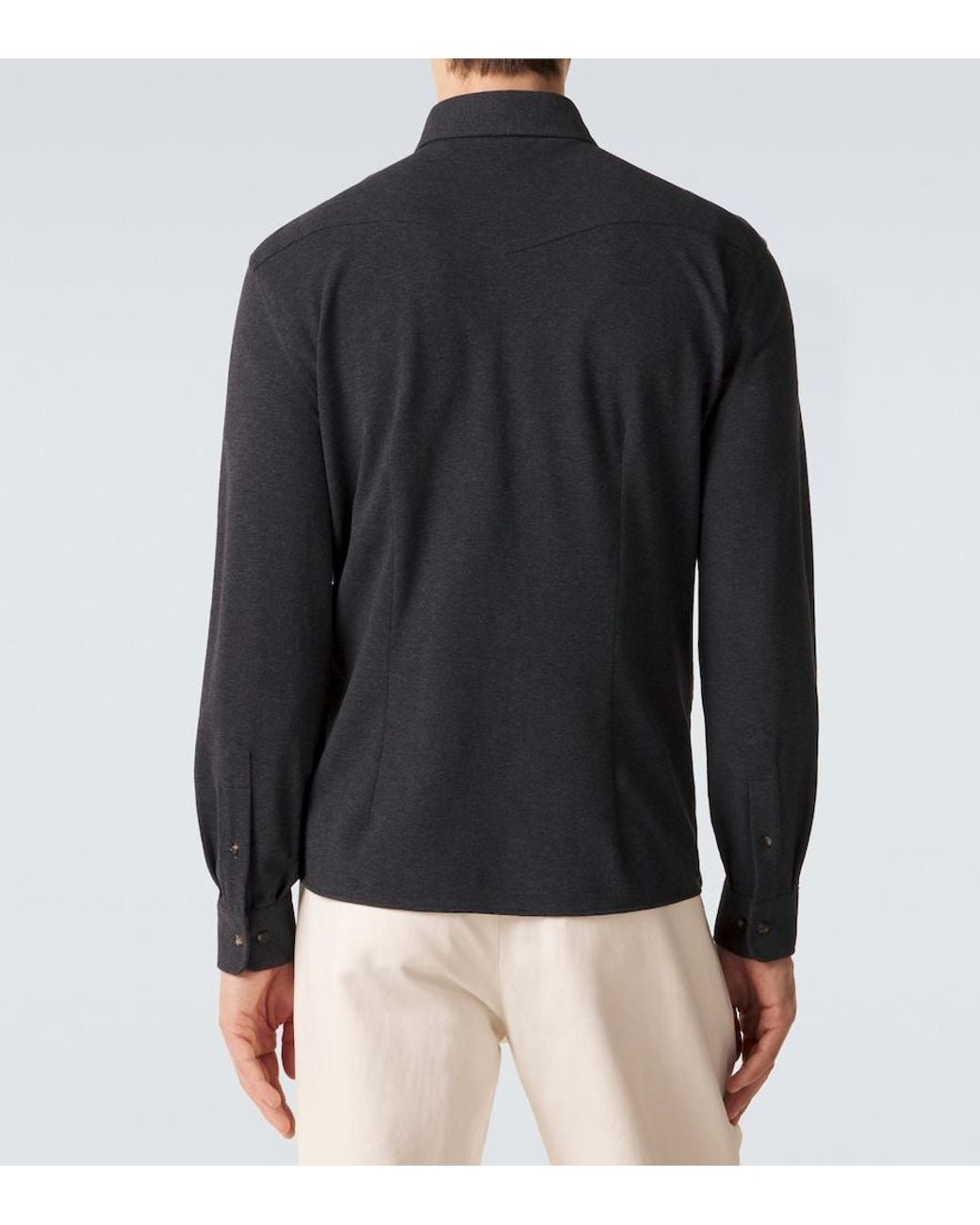 Brunello Cucinelli Blue Cotton Overshirt for men