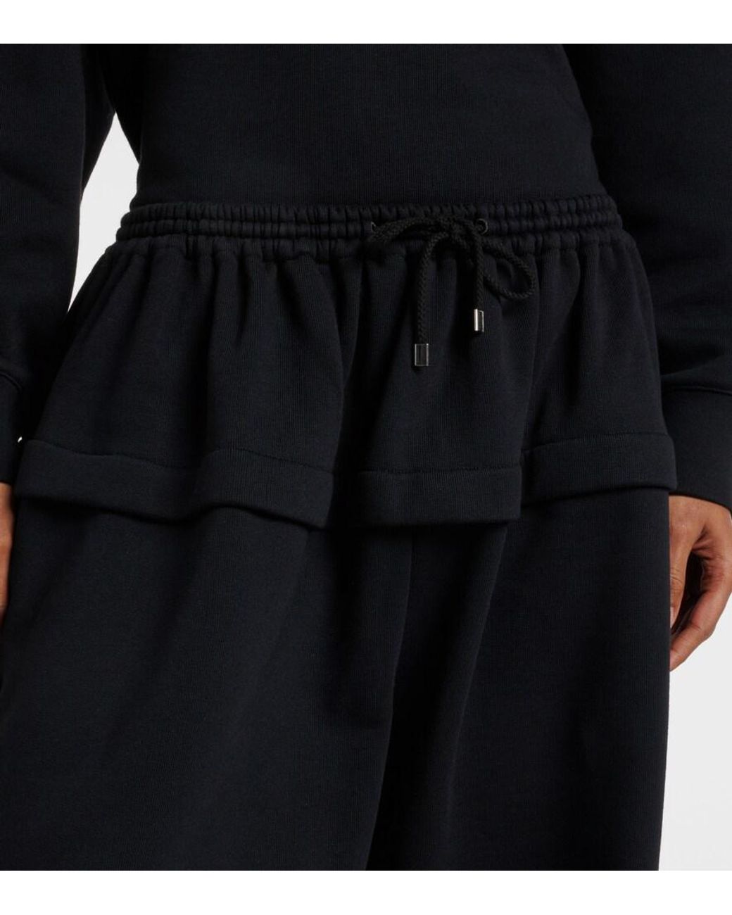 Alaïa Black Wide-Leg Cotton Sweatpants
