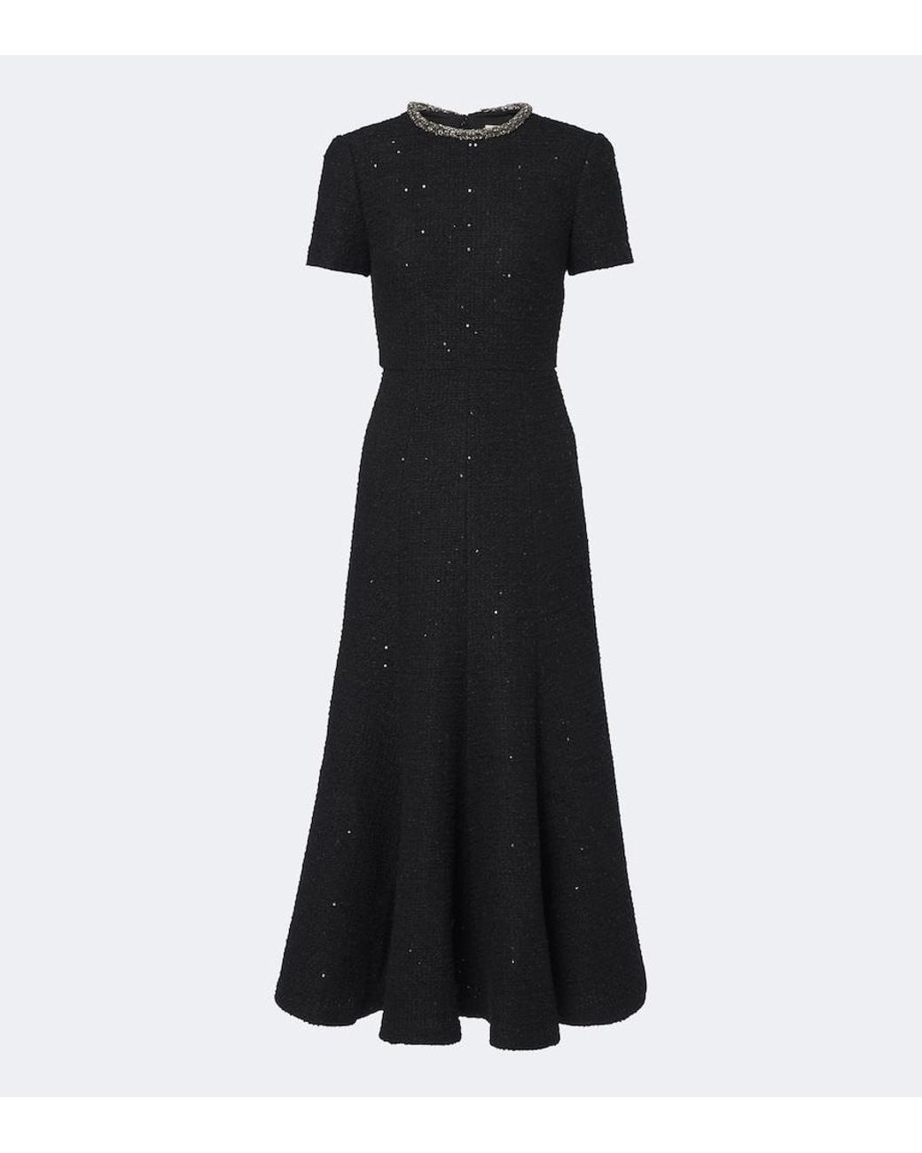 Roland Mouret Black Embellished Boucle Cocktail Dress
