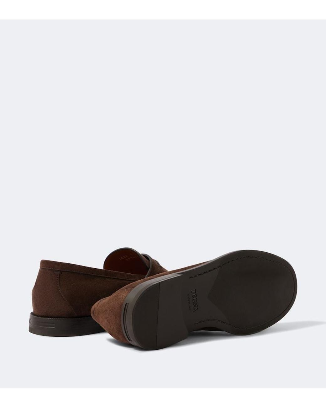Zegna Brown Suede Loafers for men