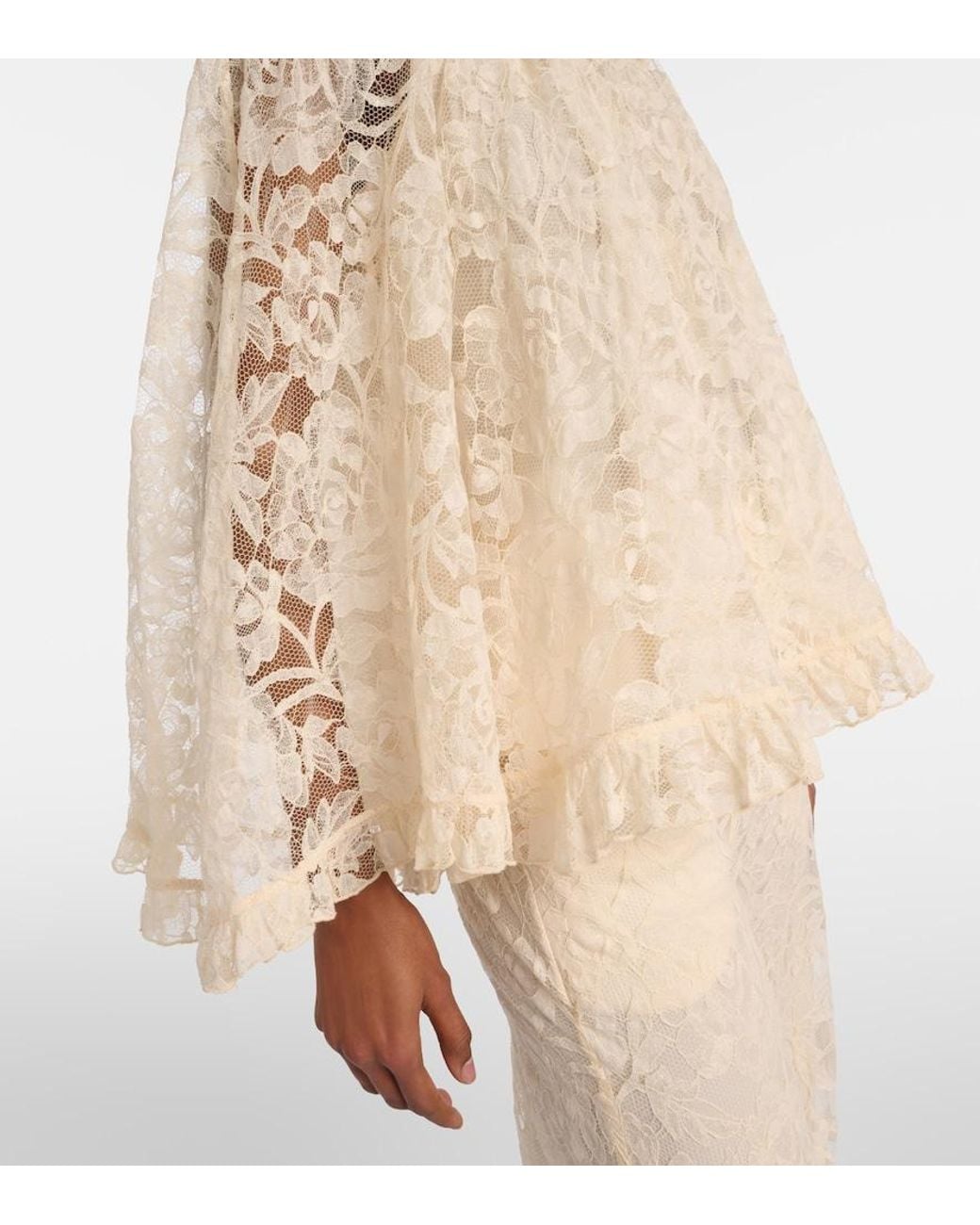 Zimmermann Natural Carousel Ruffled Lace Blouse
