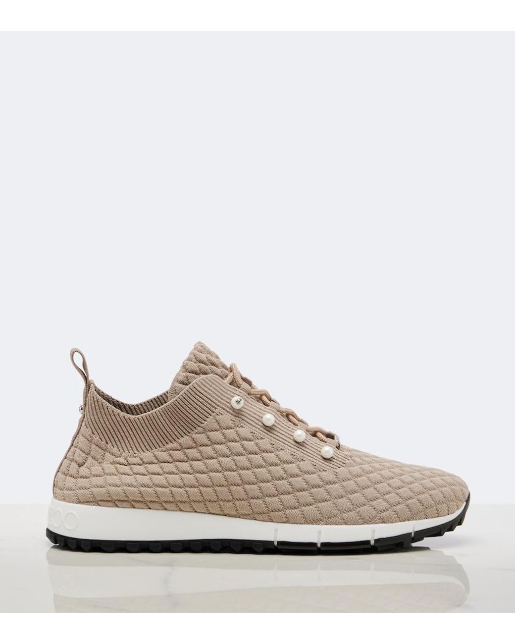 Jimmy Choo Natural Veles Faux Pearls Embellished Sneakers