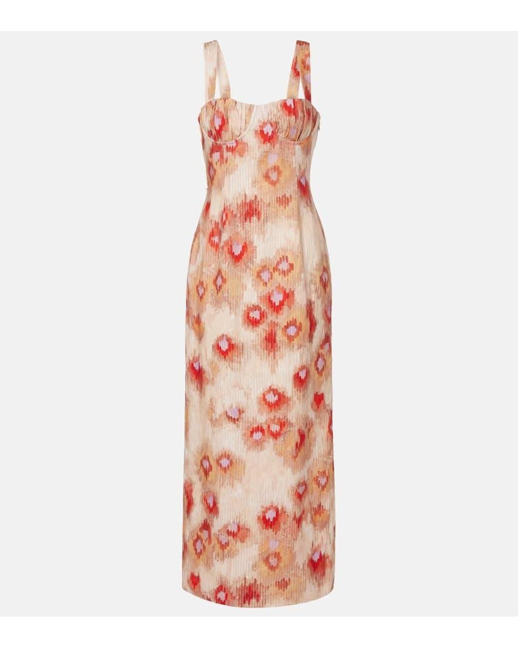 SIR. Bettina Printed Linen Maxi Dress in Orange | Lyst UK