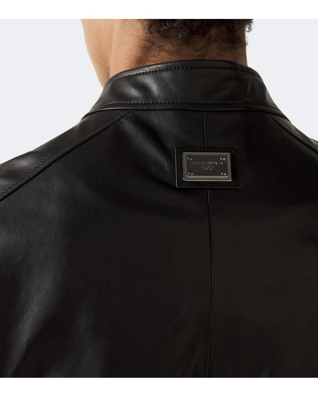 Dolce & Gabbana Black Leather Jacket for men
