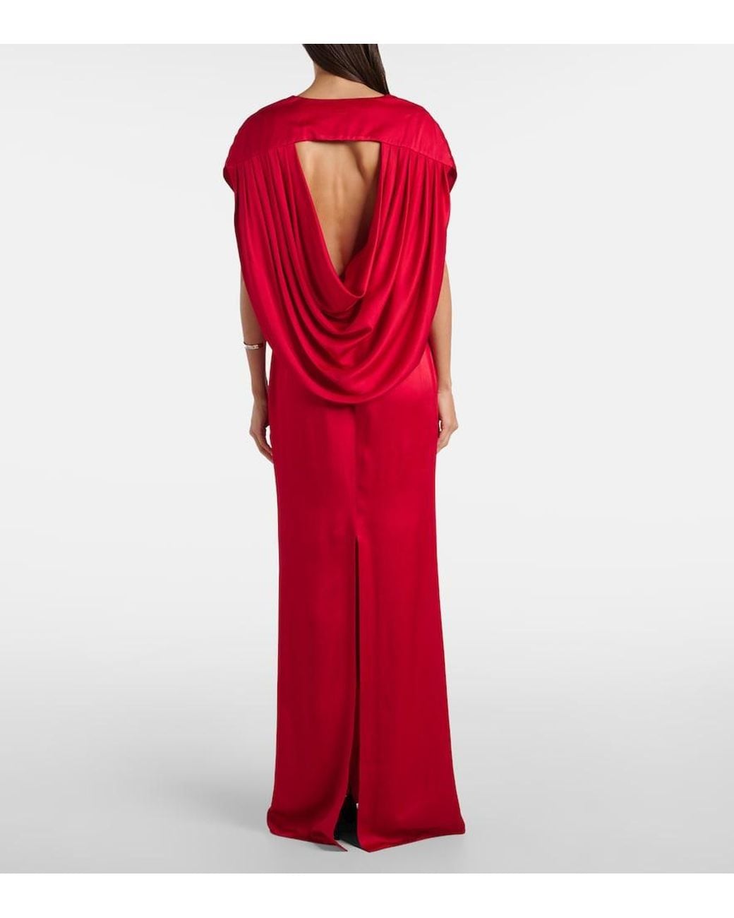 Stella McCartney Red Satin V-Neck Gown