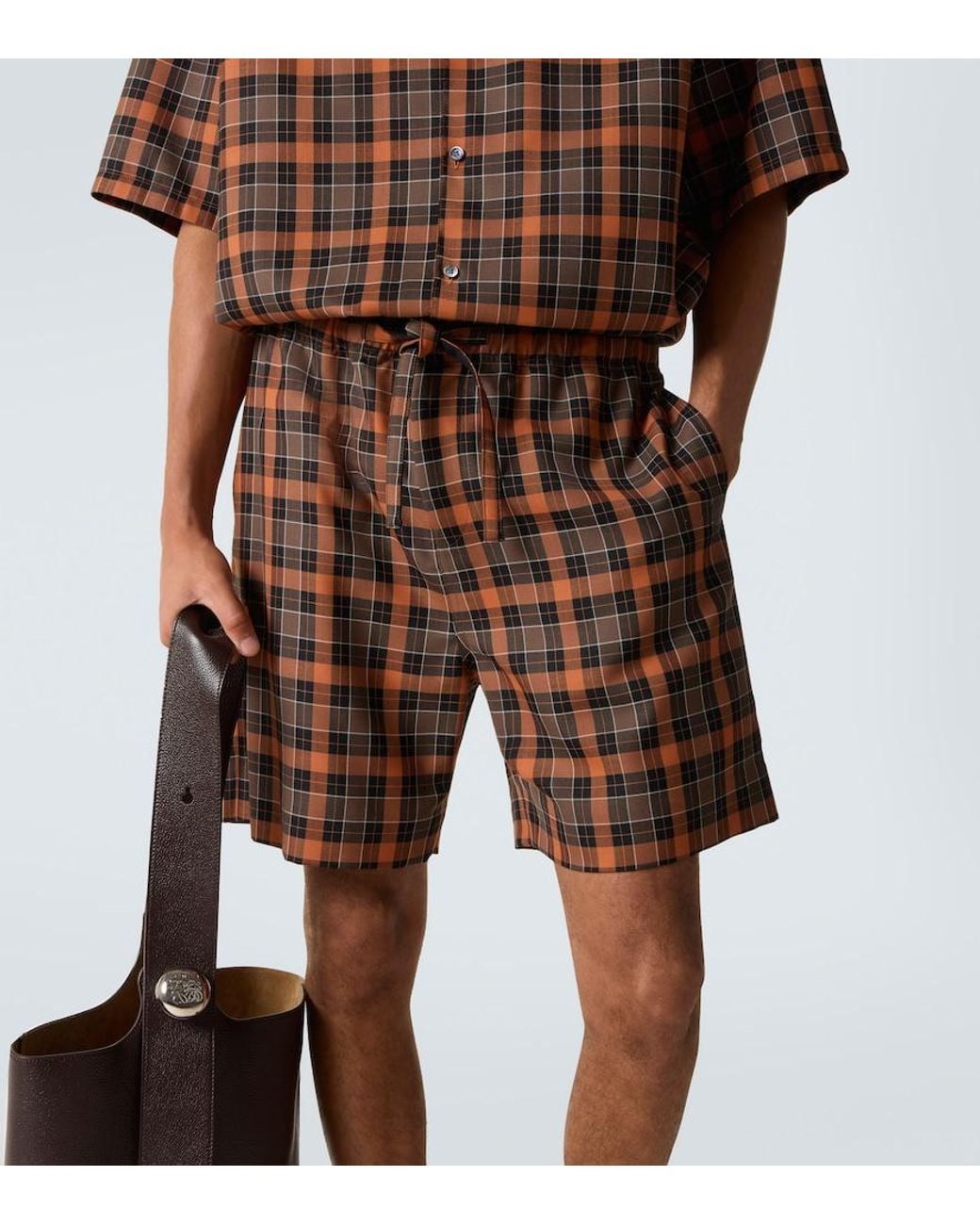 Loewe Brown Checked Bermuda Shorts for men