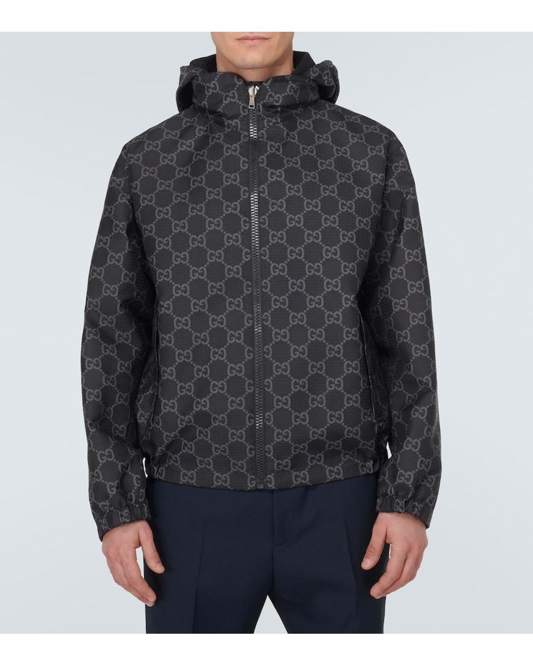 Gucci Black Interlocking Logo Ripstop Jacket for men