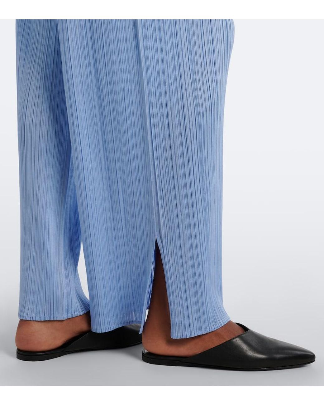 Pleats Please Issey Miyake Blue Monthly Colors: August Pleated Wide-Leg Pants