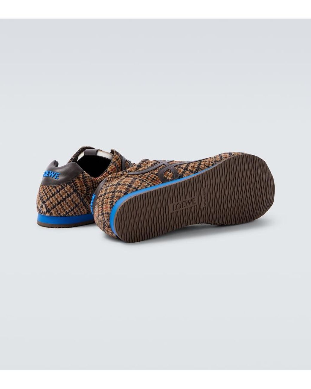 Loewe Brown Ballet Runner 2.0 Leather-trimmed Checked Wool Sneakers for men