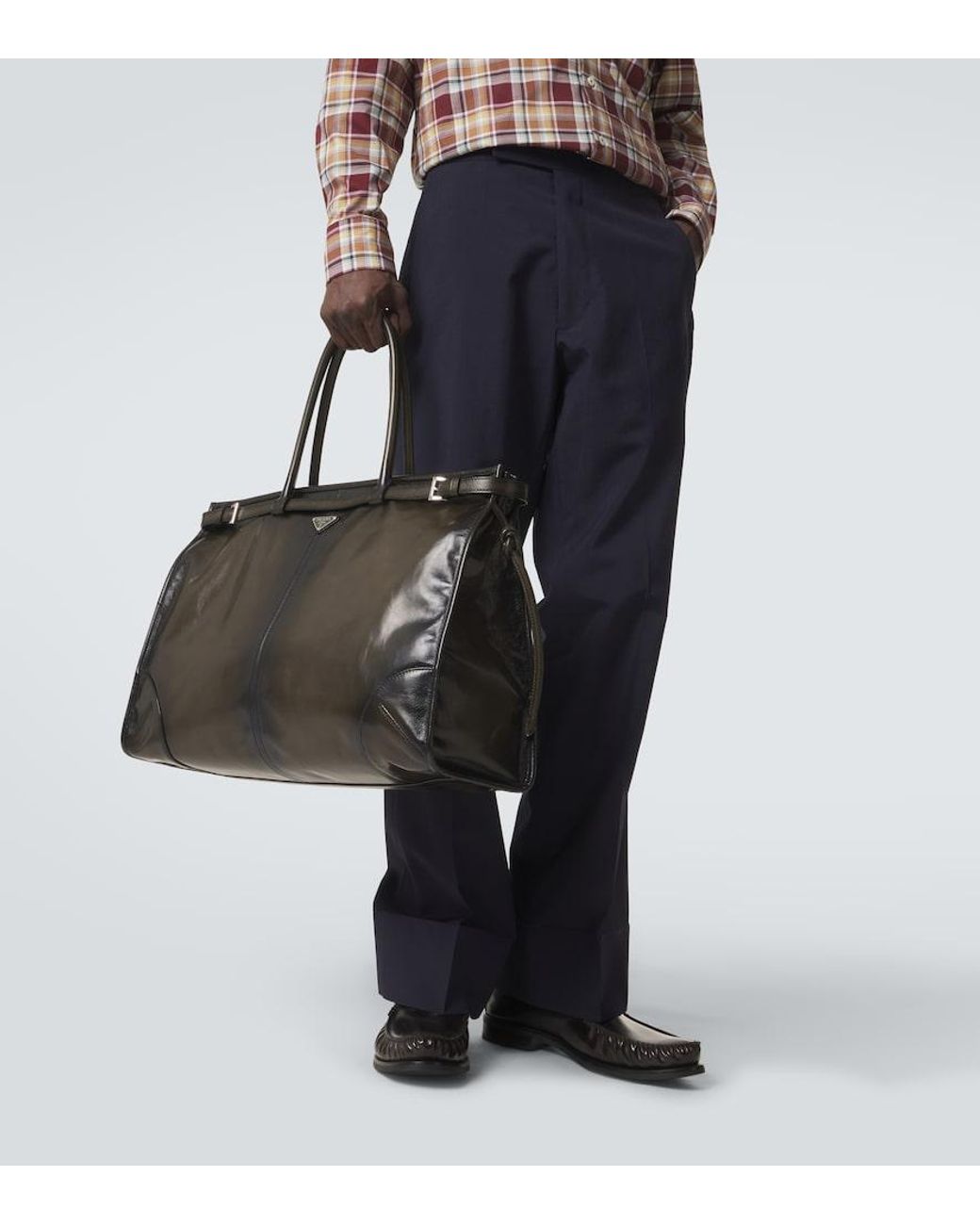 Prada Black Bonnie Leather Tote Bag for men