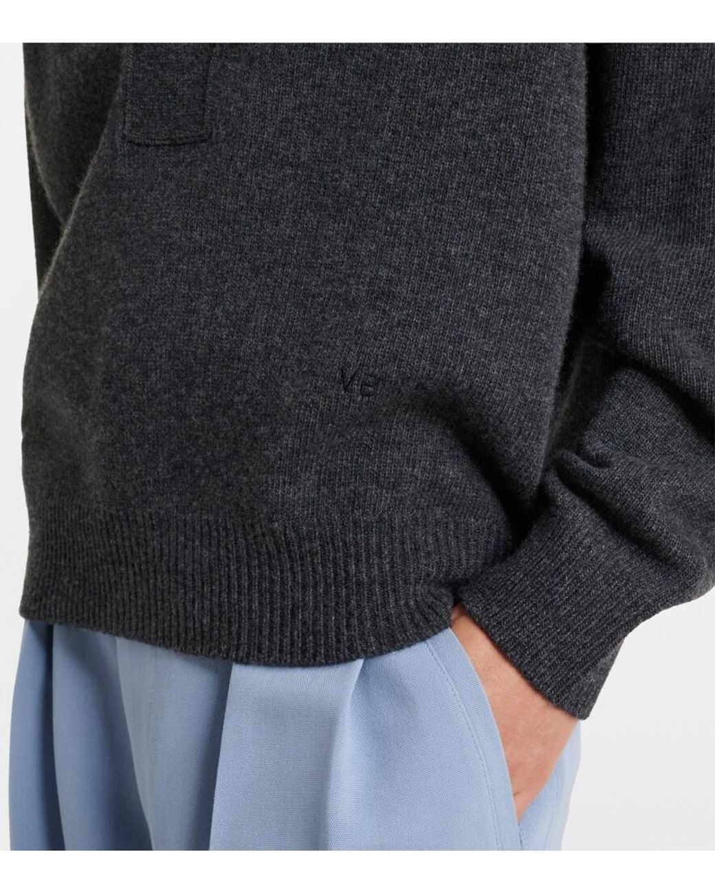 Victoria Beckham Black Genevieve Wool And Cashmere Polo Sweater