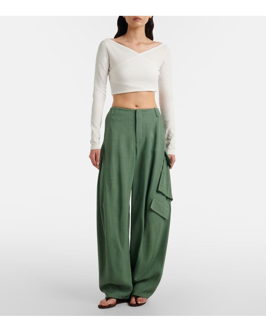Alaïa Green Mid-Rise Cargo Pants
