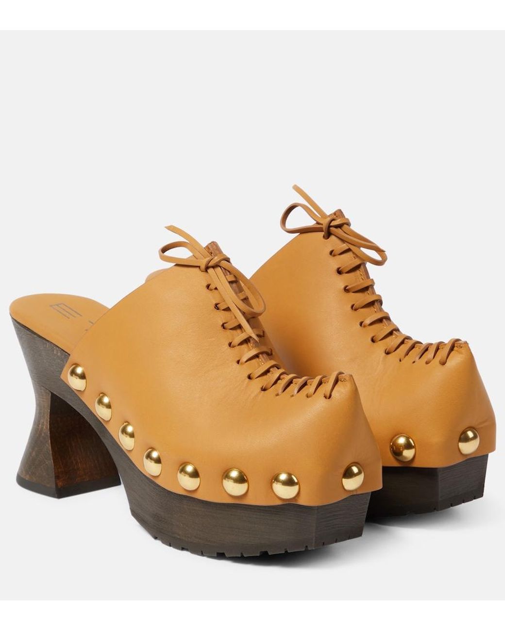 Etro Brown 50 Leather Platform Clogs