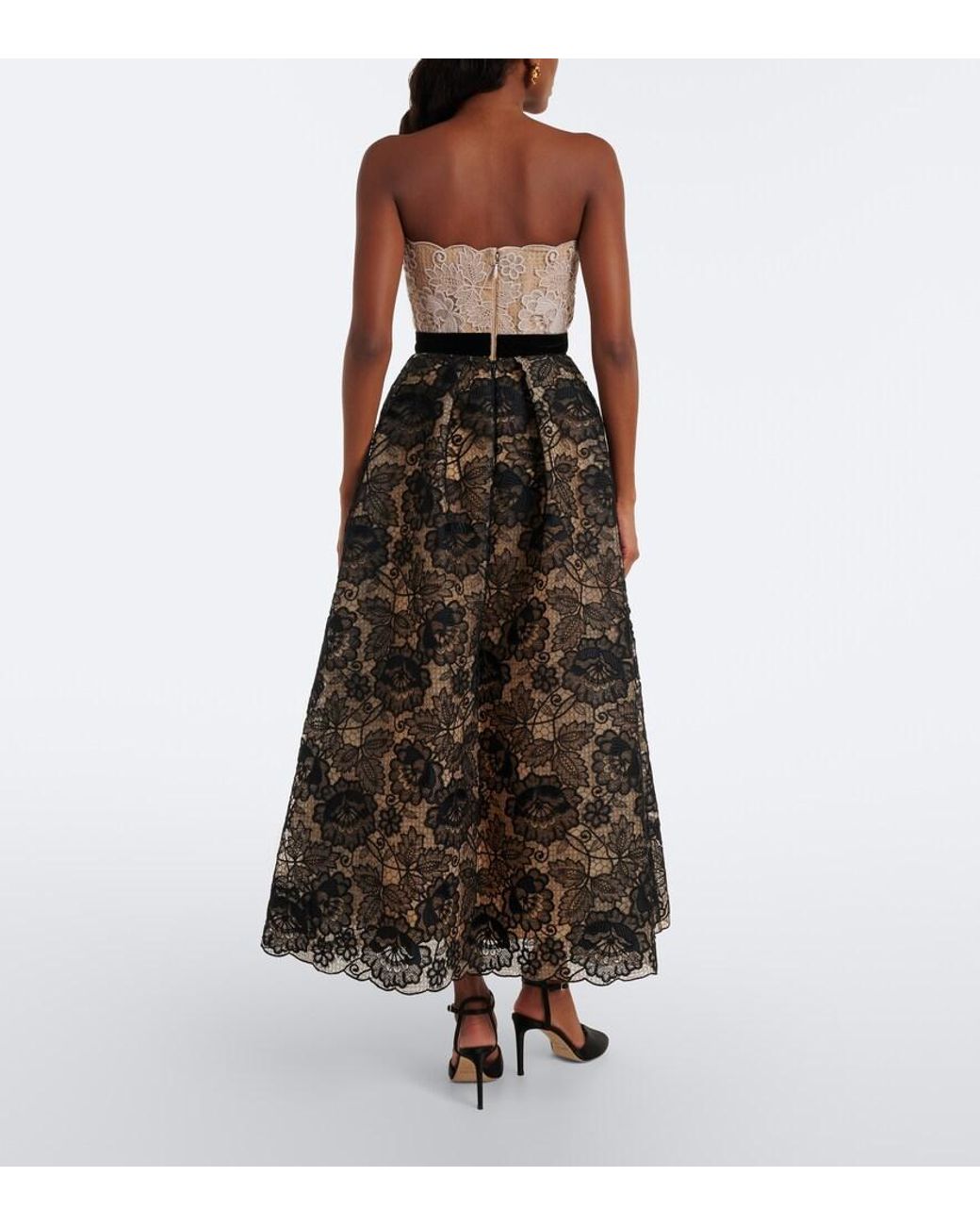Elie Saab Brown Guipure Lace Cocktail Dress