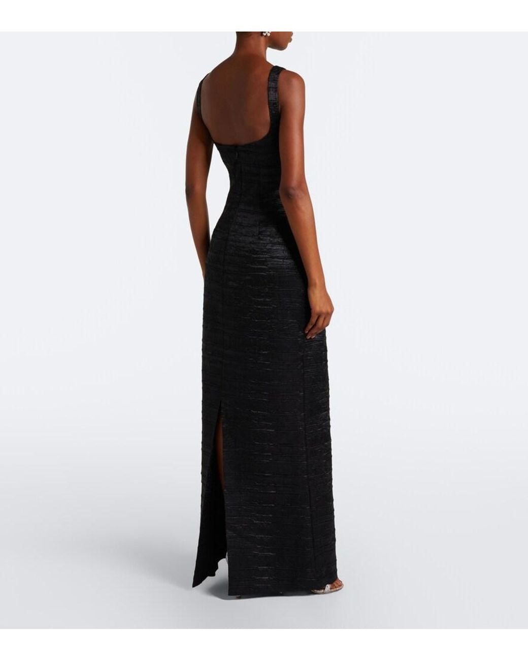 Jonathan Simkhai Black Martina Embellished Satin Gown
