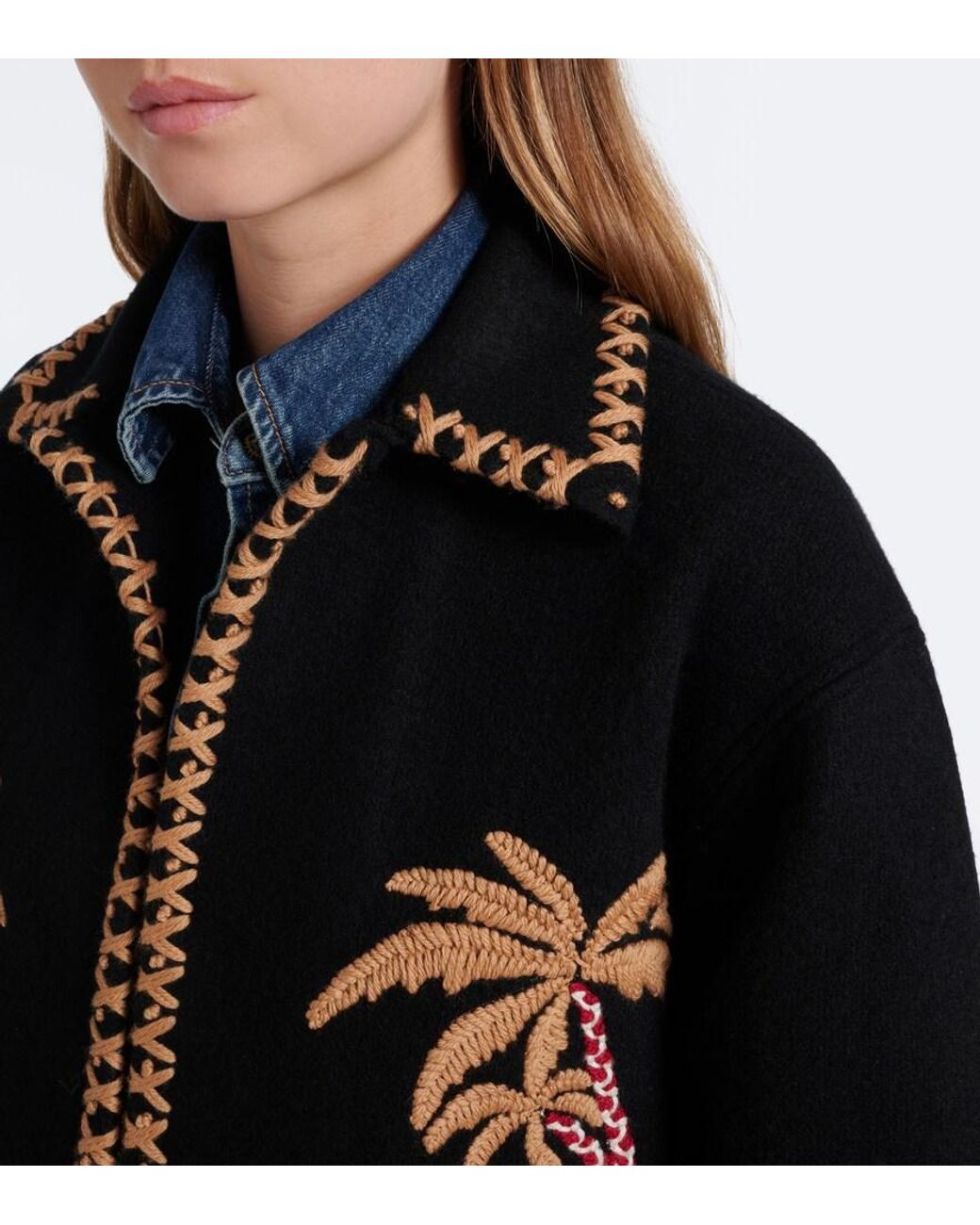 Alanui Black Remember Me Embroidered Virgin Wool Jacket