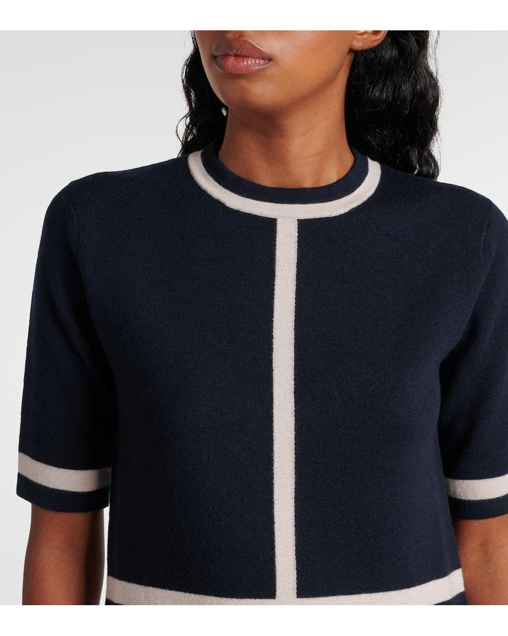 Max Mara Blue Wool-Blend Midi Dress