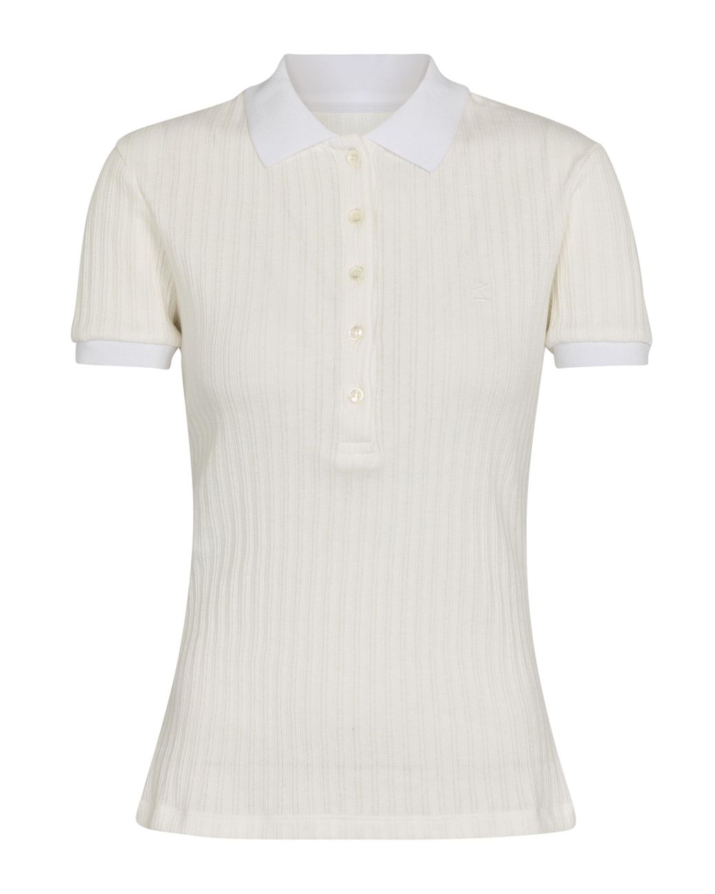 Maison Margiela Ribbed-knit Cotton Polo Shirt in White - Lyst