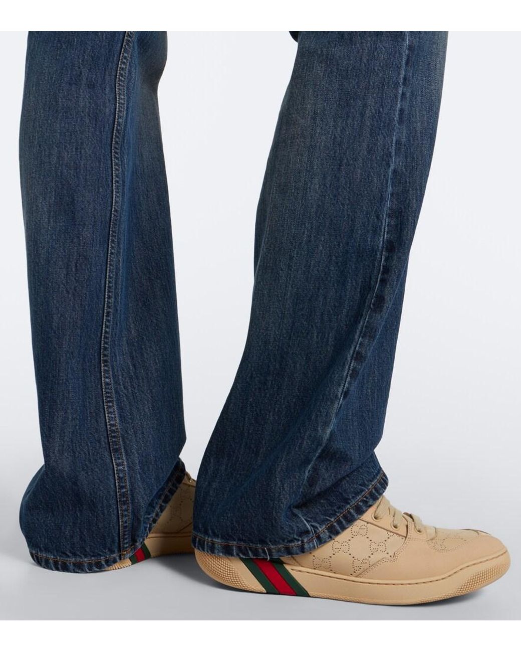 Gucci Natural Screener Gg Web Stripe Leather Sneakers
