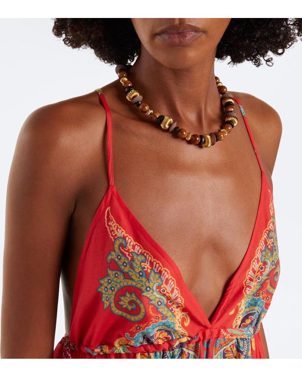 Etro Printed Tiered Cotton Maxi Dress