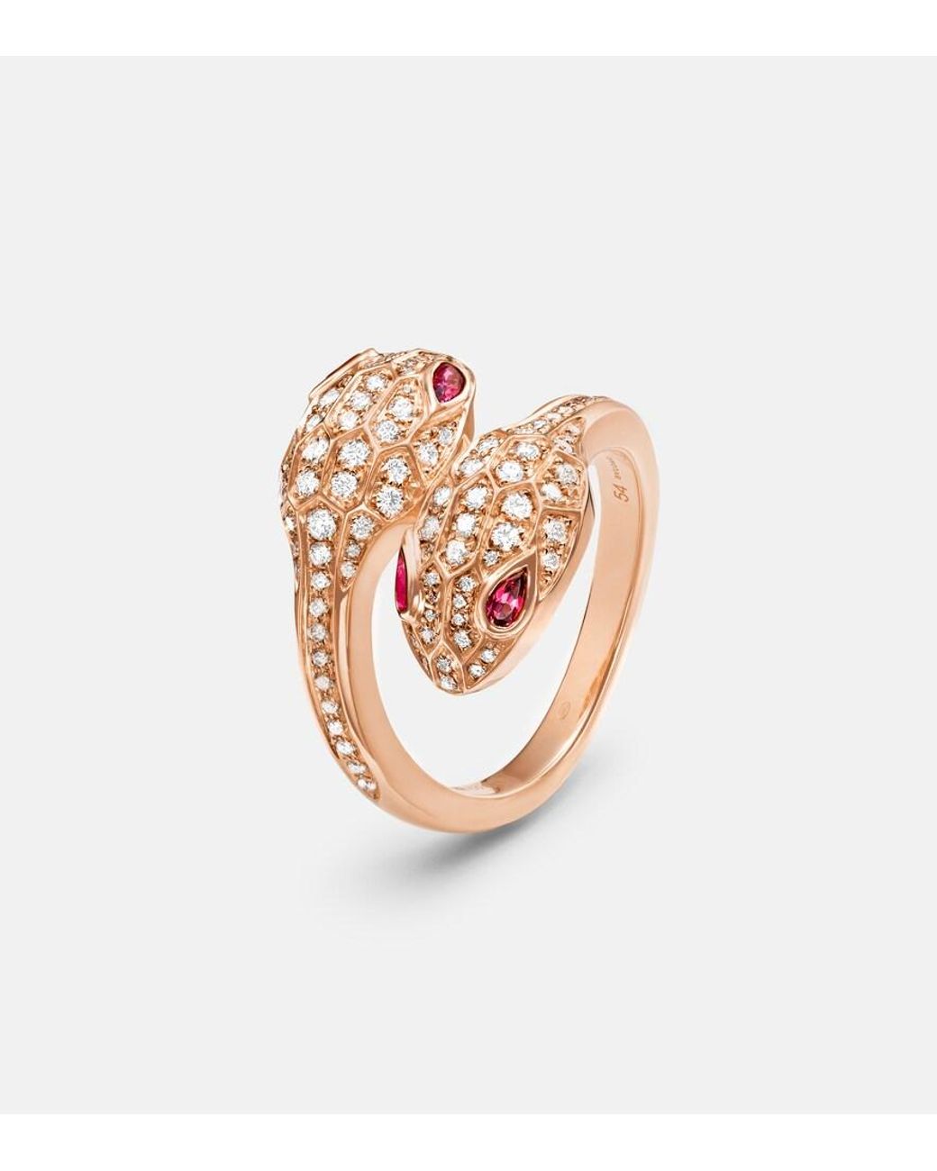 BVLGARI Pink Serpenti Seduttori 18Kt Rose Ring With Diamonds And Rubellites
