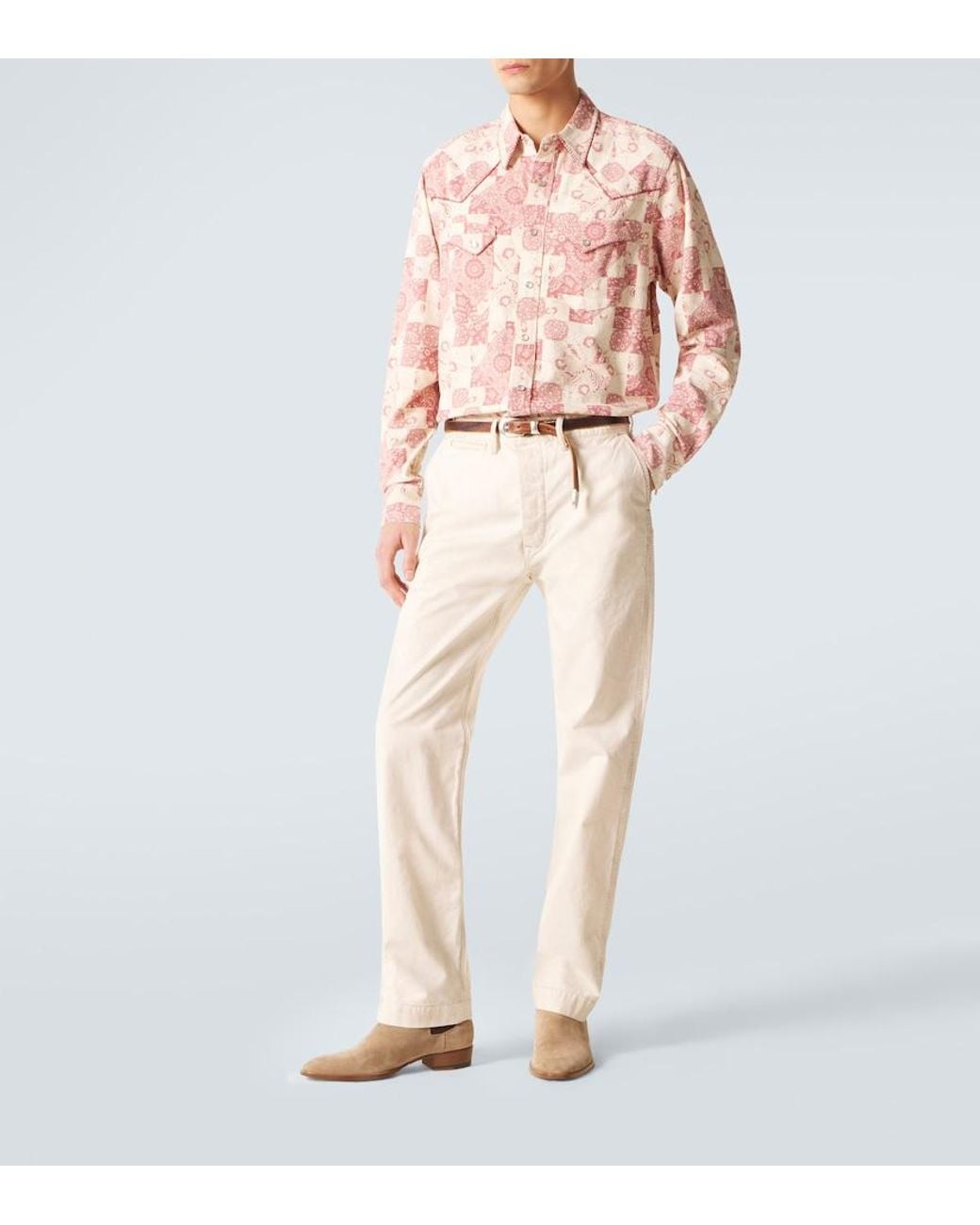 RRL Pink Printed Cotton Shirt for men