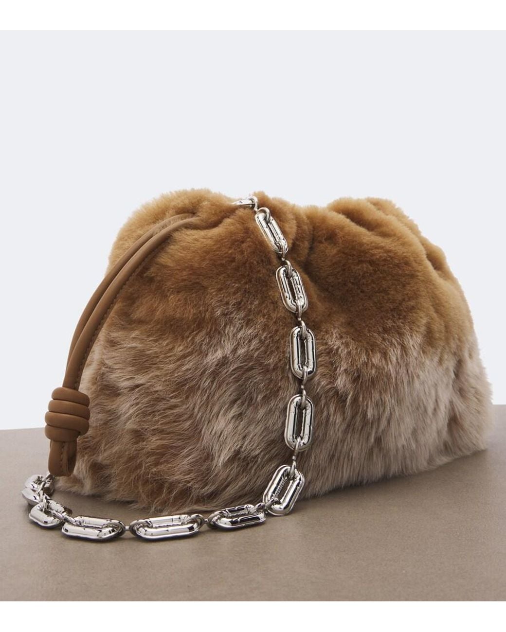 Loewe Brown Flamenco Medium Shearling Pouch