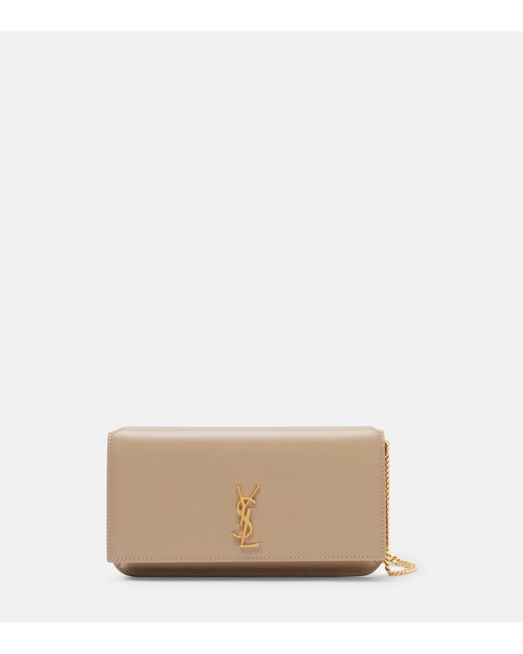 Saint Laurent Natural Cassandre Leather Phone Pouch