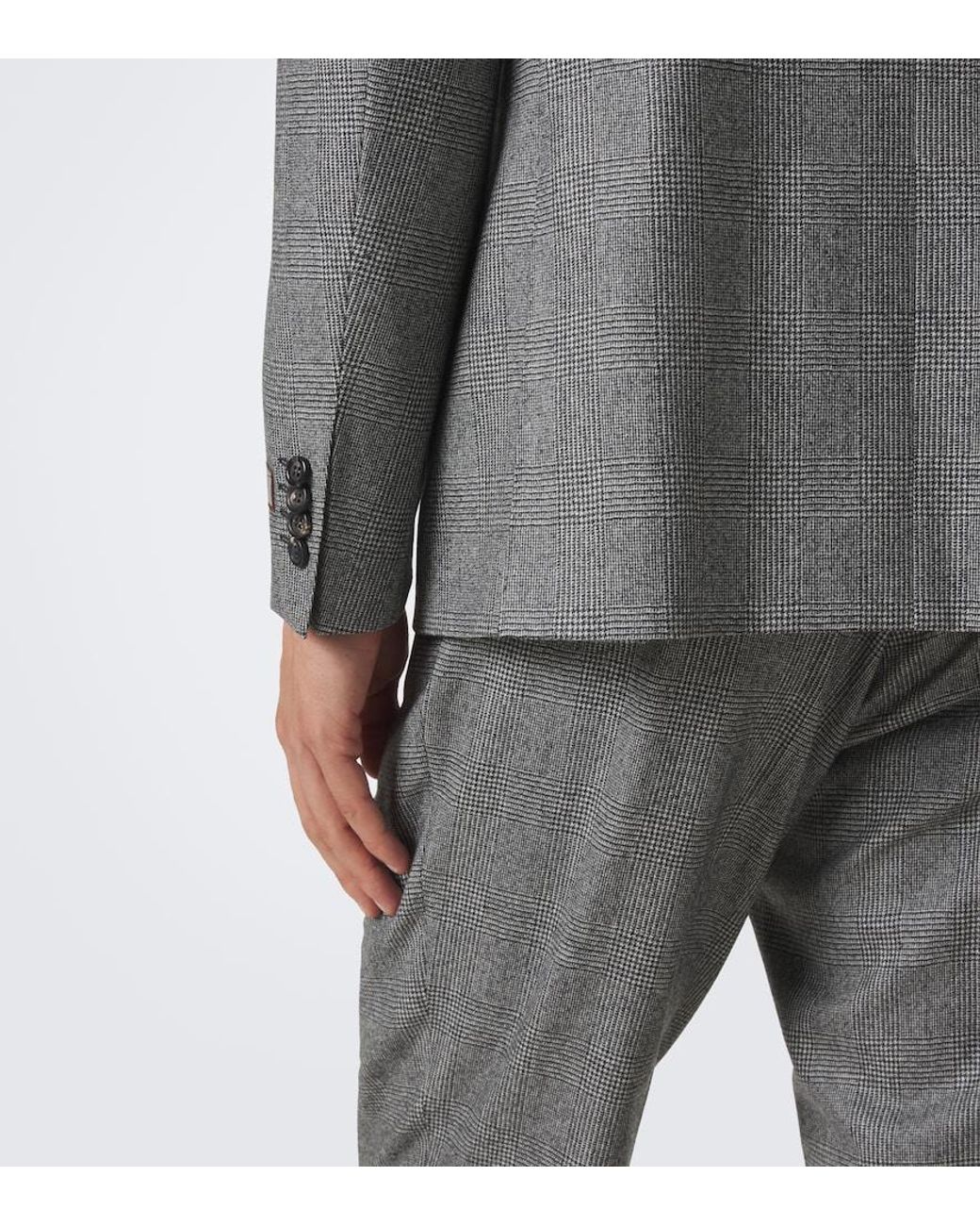 Canali Gray Checked Double-Breasted Wool Suit for men