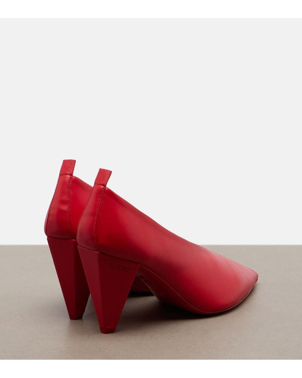 Loewe Red Origami Cubic Leather Pumps