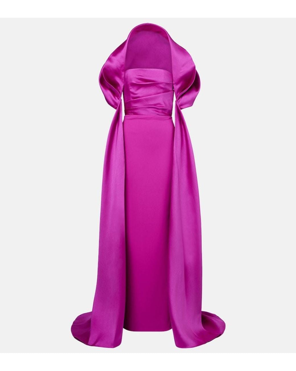 Solace London Purple Vera Caped Satin Gown