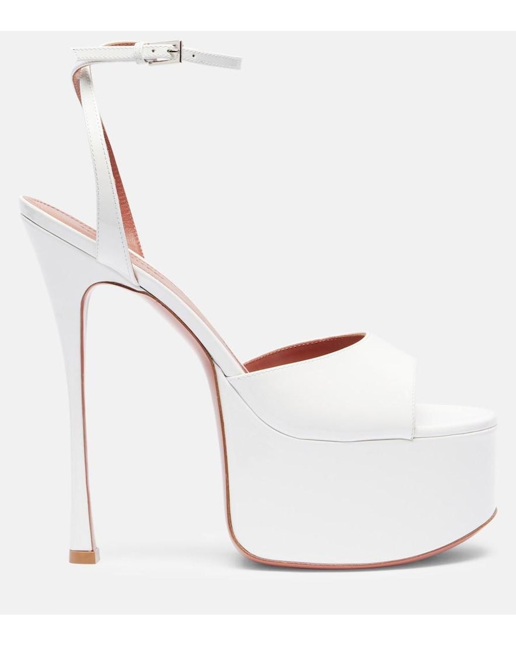 AMINA MUADDI White Aya 155 Patent Leather Platform Sandals