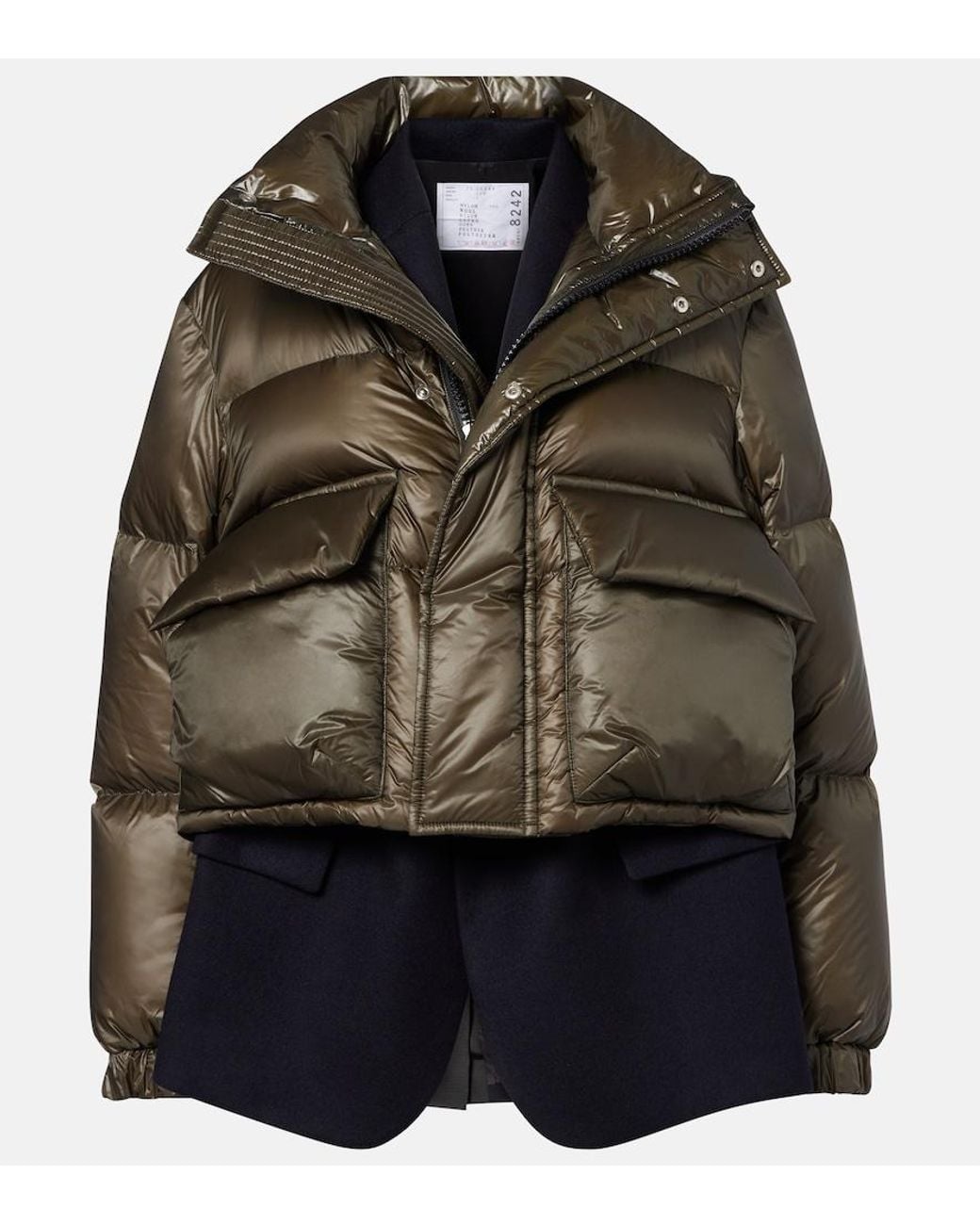 Sacai Black Layered Wool-Trimmed Down Jacket