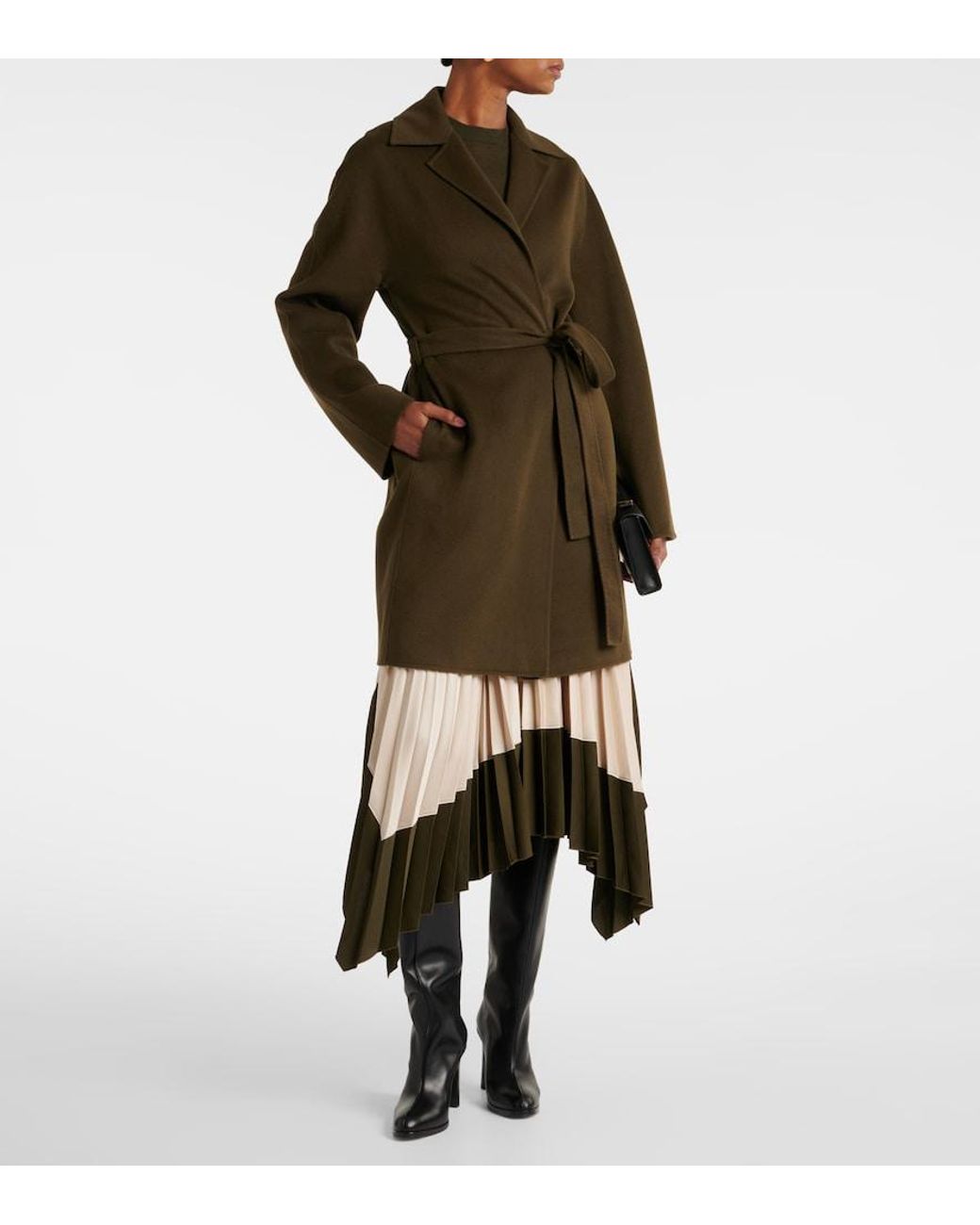 Joseph Green Light Double Face Cranwood Wool And Silk Coat