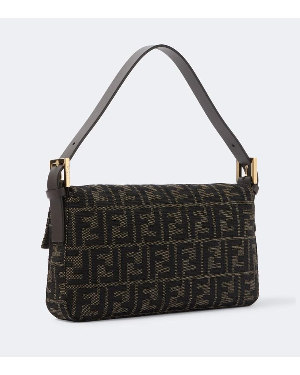 Fendi Black Baguette 26424 Jacquard Shoulder Bag for men