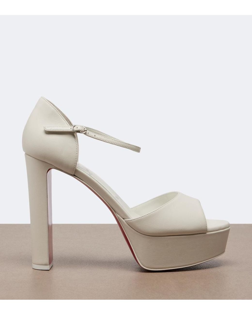 Christian Louboutin White Sandaloo Leather Platform Sandals