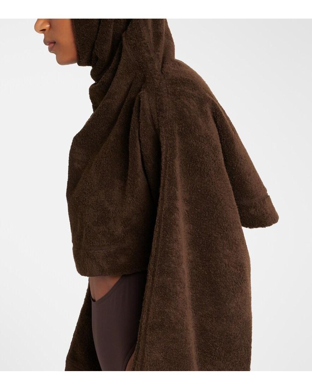 Alaïa Brown Cropped Cotton Terry Hoodie