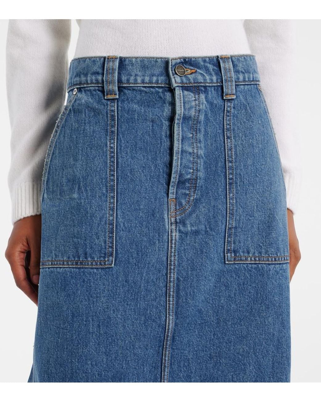 Khaite Blue Genevieve Denim Maxi Skirt