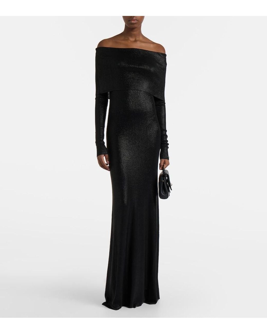 Balenciaga Black Off-Shoulder Maxi Dress