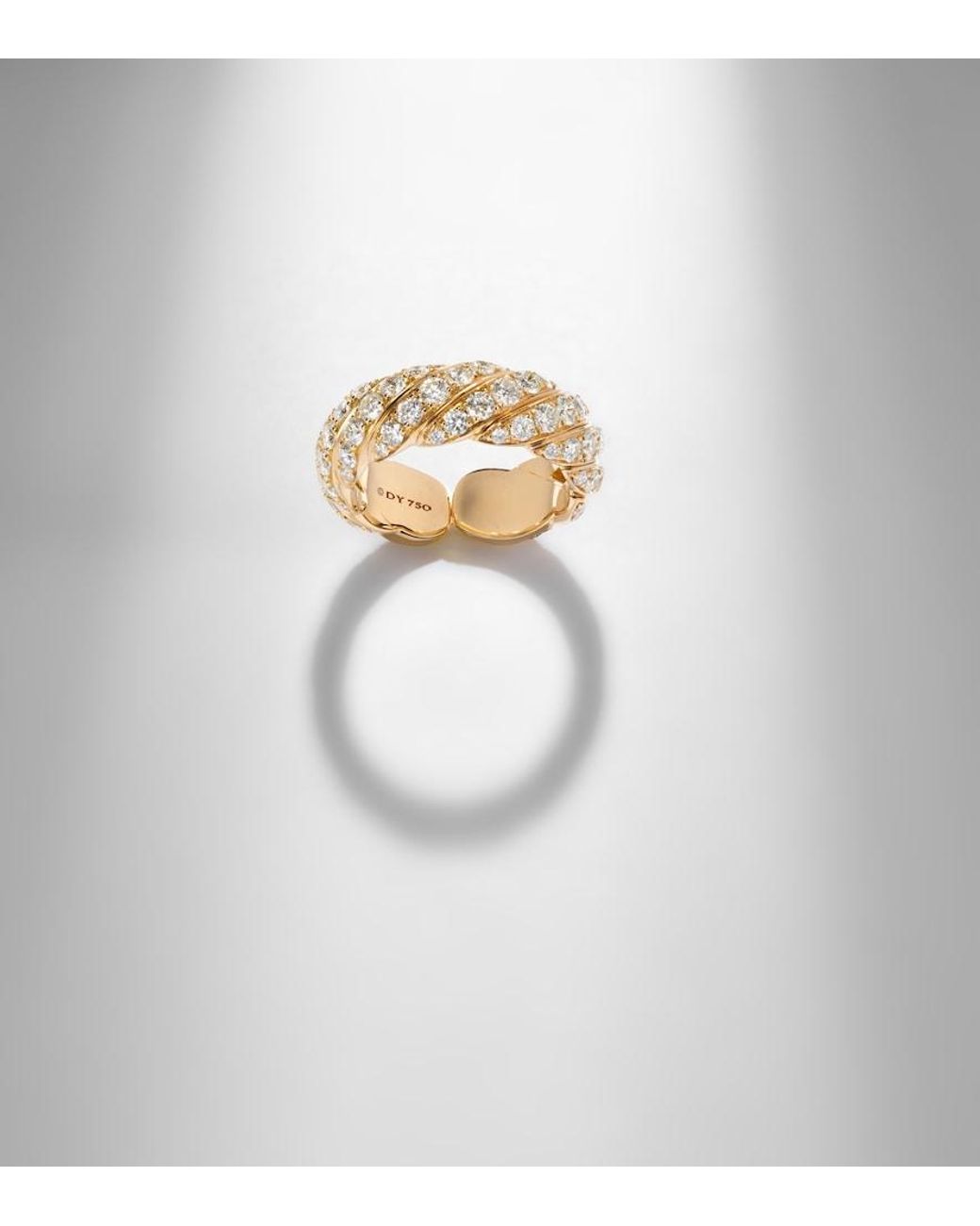 David Yurman White Sculpted Cable Flex 18Kt Ring With Diamonds